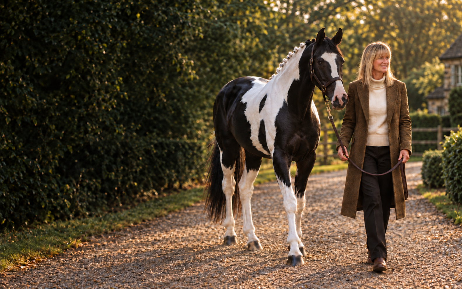 Julie Fitzpatrick walking outdoors with Zolly